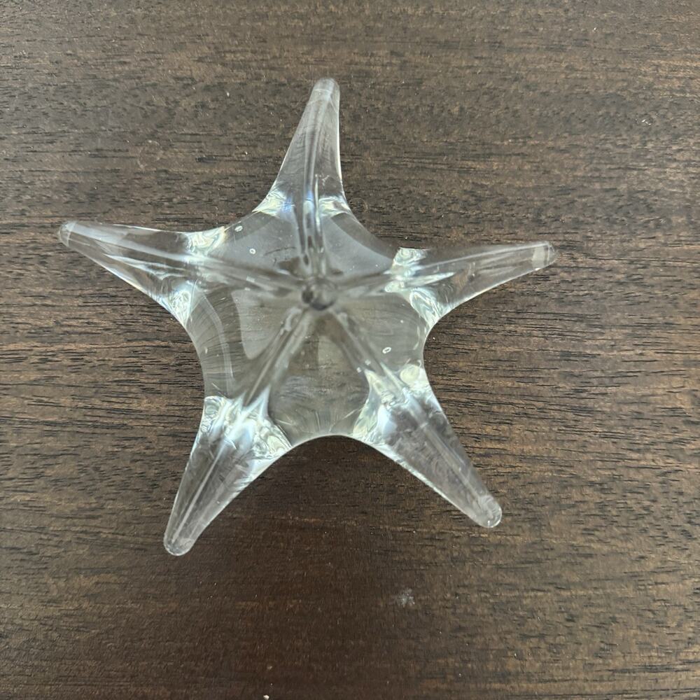 Starfish Paperweight Shelf Sitter Clear Glass 4.5" X 4.5" Ocean Decor Trinket